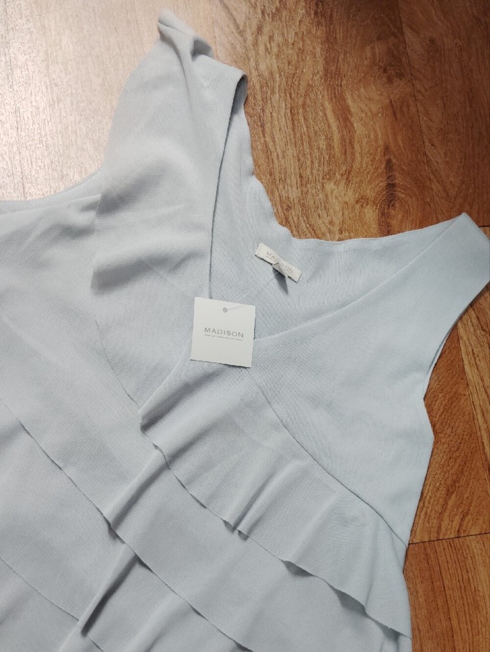 Madison Pale Blue Ruffle V-Neck Camisole - Picture 2 of 7